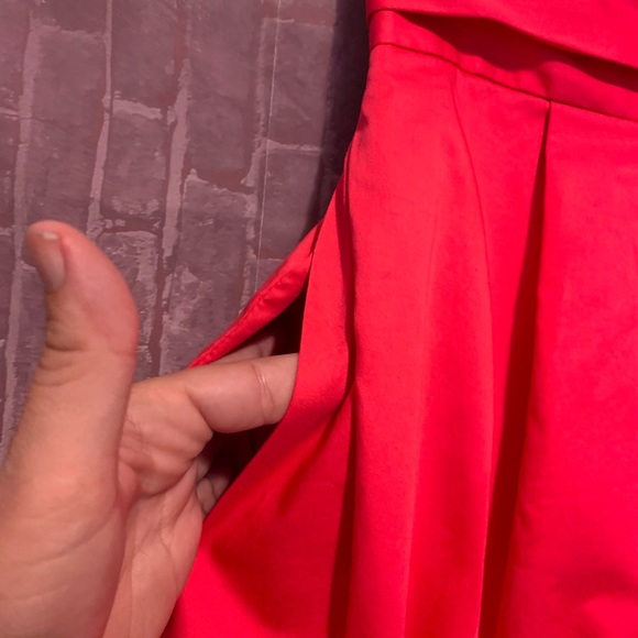 Geranium Pink • “Mila” Sateen Skirt • Pockets - Picture 3 of 10